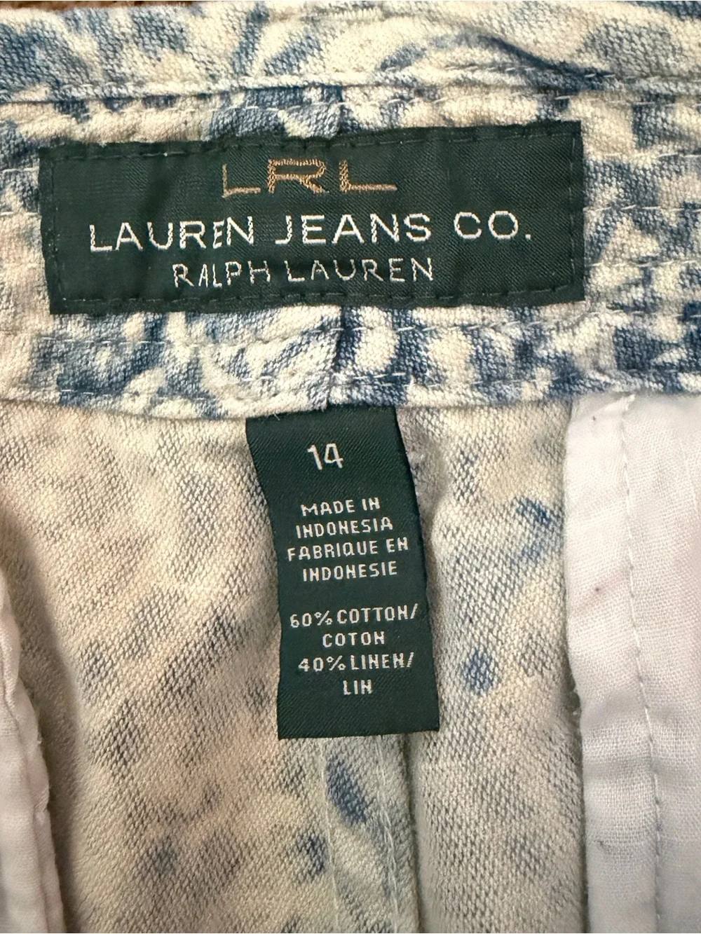 Vintage Lauren Jeans Co Ralph Lauren Paisley Cargo Pants Size 14 Cotton Linen